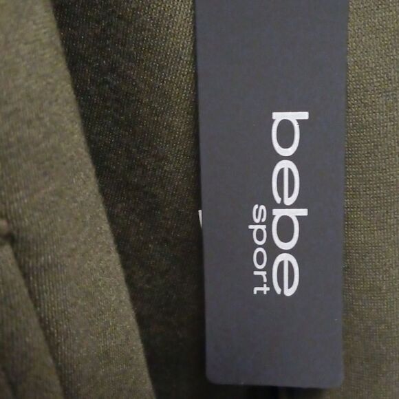 BEBE SPORT Plus Size Women's Forest Green Solid Stripe Logo Hoodie NWT - Picture 11 of 14